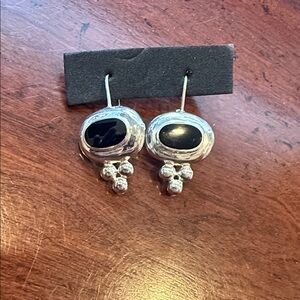 Elegant Silver and Black Dangle Earrings